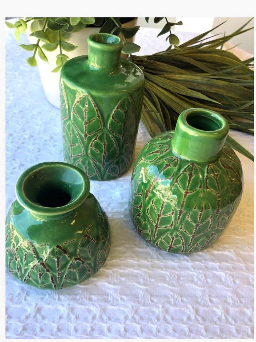 Creative Co-Op Set of 3 Embossed Bud Vases